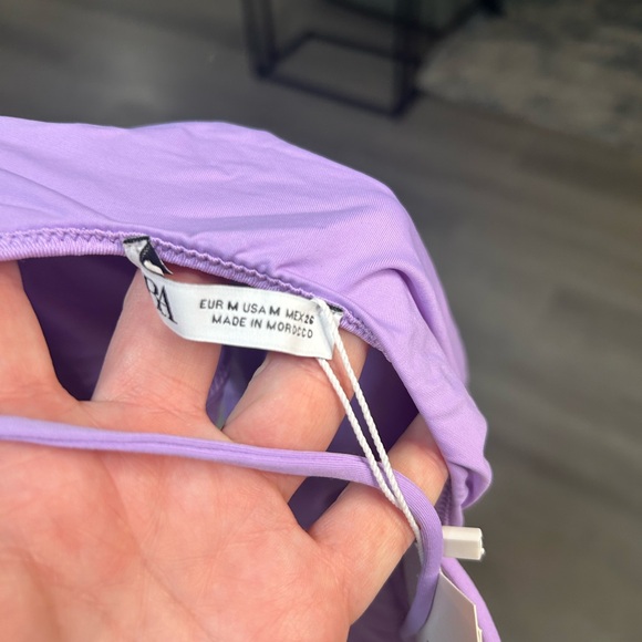 Zara Womens Swim Bathing Suit One Piece Purple Medium ruched NWT - Picture 4 of 7